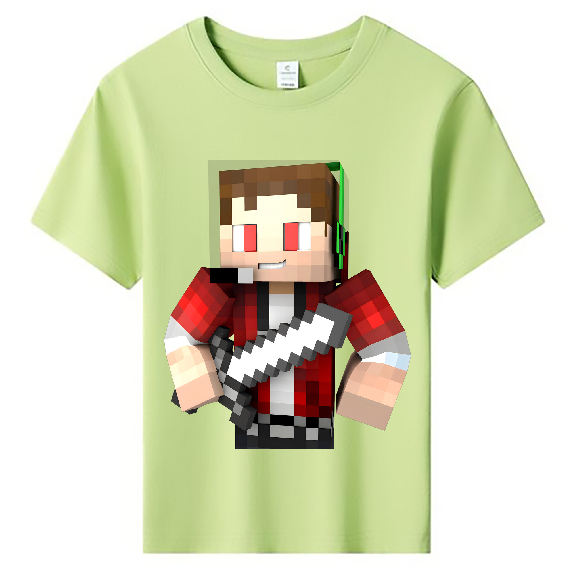 （画像用） マインクラフト ブロックの世界 Minecraft MC Block world 綿100％キッズTシャツ（フロントプリント）